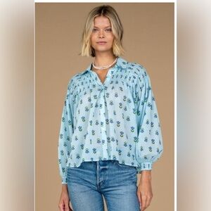 Olivia James The Label Blue Peyton Top XL